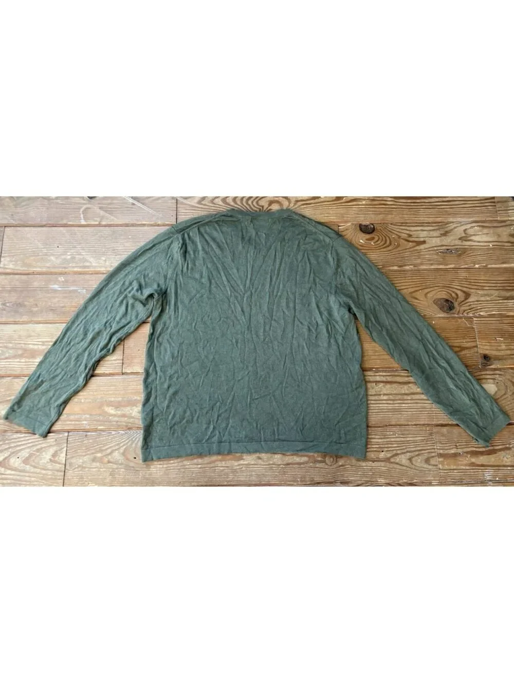 Banana Republic Men's Silk Cashmere V-Neck Sweater Olive Green Size L